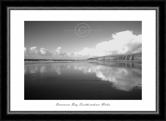black and white photo of southerndown bay wales